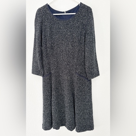 Talbots Gray Sheath Dress 3/4 Sleeve Crew Neck - Picture 1 of 4